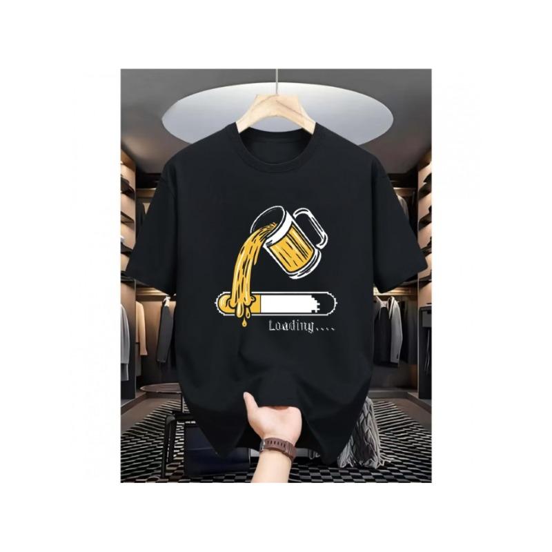 

Европейские размеры [Мужская рубашка в корейском стиле] Мужская рубашка с коротким рукавом в корейском стиле - Американская уличная мода Футболка с принтом S чёрный