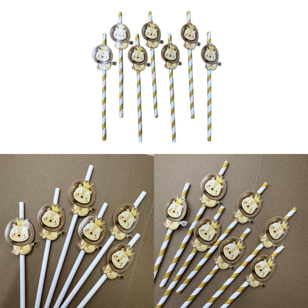 Jungle Animal Party Straws With Degradable Paper Material For Kids Celebrations