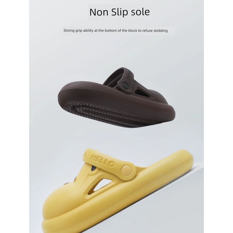 Cartoon Bear Couple Soft Bottom Closed Toe Hole Shoes New Style Poop Feeling Home Outdoor Wear Men and Women Parent-Child Sandals Summer