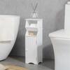 White MDF Bathroom Cabinet with Cupboard and Toilet Paper Space, 19x15x56 cm
