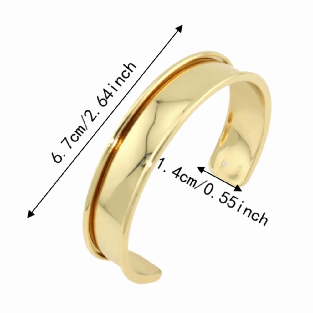 18K Genuine Gold Wide Open Bangle Pure Copper Simple Bracelet Base for Women