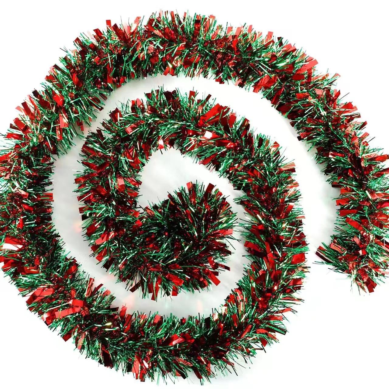 2M Christmas Ribbon Garland Red Green Tinsel Ribbons Christmas Tree Hanging Pendent Wreath Xmas Home Ornaments 2m