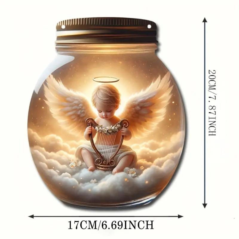 1pc Angel & Harp, Acrylic Sign, Four Seasons Decoration, with Wall Hanging, Novelty Home Decor, Perfect Durable for Bedroom 20*17cm