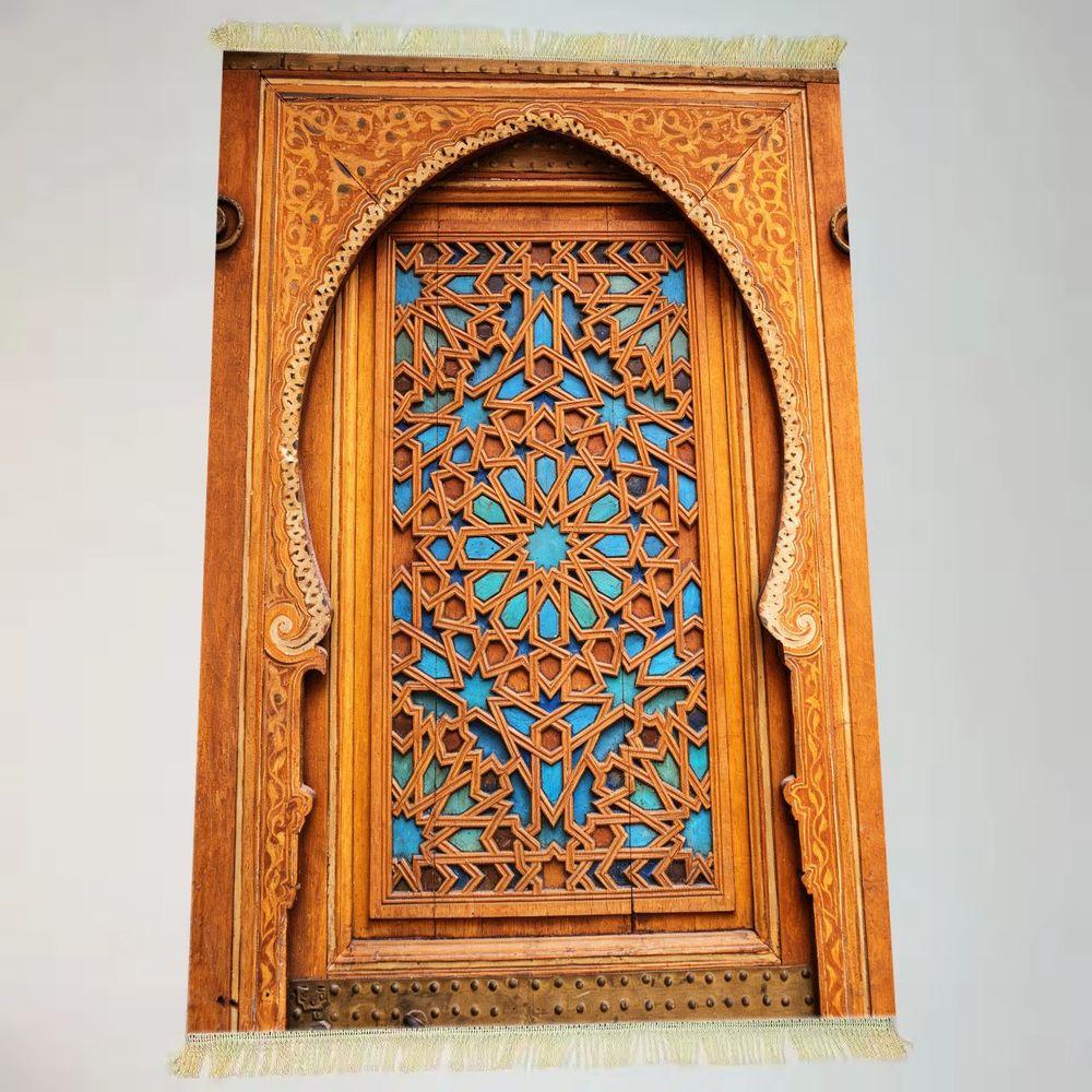 Ramadan Kareem Teppich Eleganter Brauner Floraler Tragbarer Gebetsteppich für Tägliche Gebete