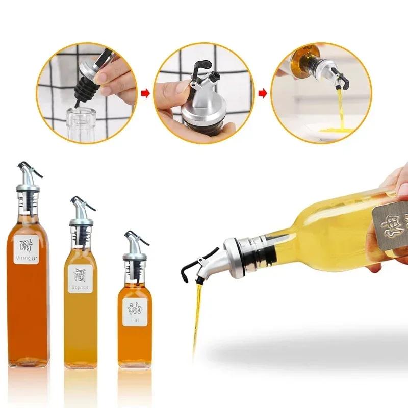 1/3Pcs Oil Bottle Stopper Cap Dispenser Sprayer Lock Wine Pourer Sauce Nozzle Liquor Leak-Proof Plug Bottle Stopper Kitchen Tool