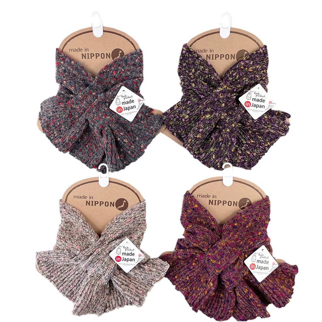 TERAICHI Mini Scarf with Mixed and Insert Neck Warmer Women's Cross-Shaped Inserts, Pattern, (Purple)