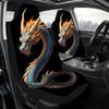 2 Stück mythische gold-blaue Drachen Autositzbezüge kompatibel für Fit, Luxuriöses Drachendesign Vordersitzschoner mit Polsterung