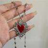 Gothic Rock Black Heart Pendant Love Chain Necklace For Women Men Y2K Personalized Halloween Charm Grunge Jewelry Accessories