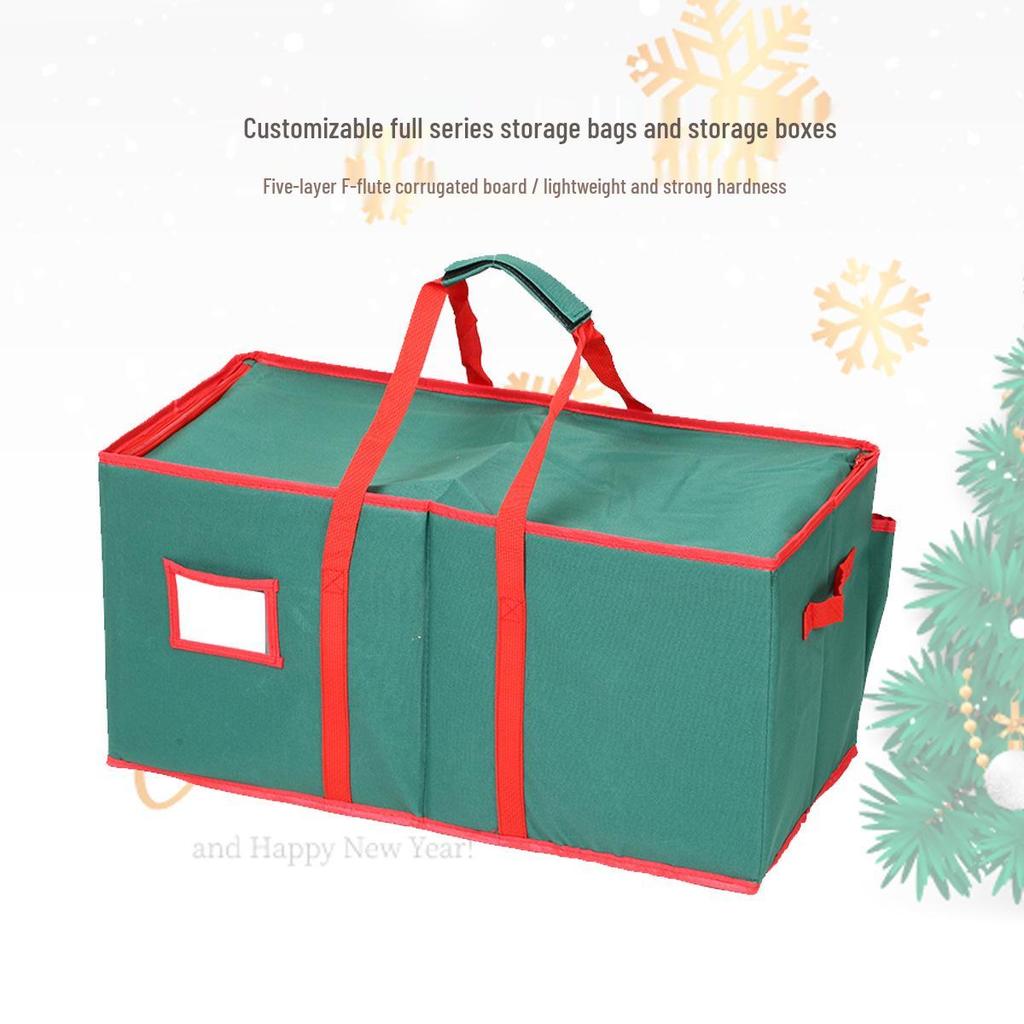 Foldable Oxford Cloth Christmas Ornament Storage Box with 128 Compartments