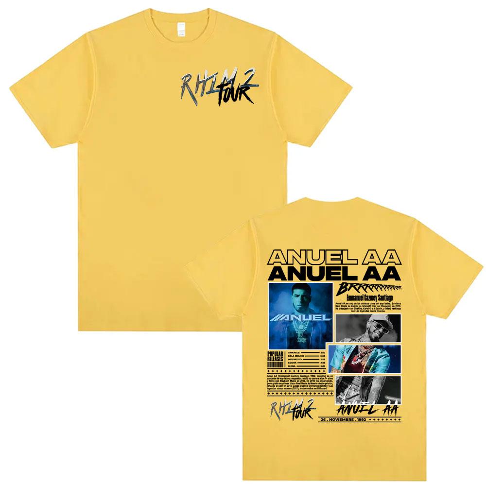 Rapper Anuel AA Rhlm 2 Album 2025 Tour Tshirts Unisex Women Fashion Hip Hop Gothic Clothes T Shirt Short Sleeve Tshirt Streetwear