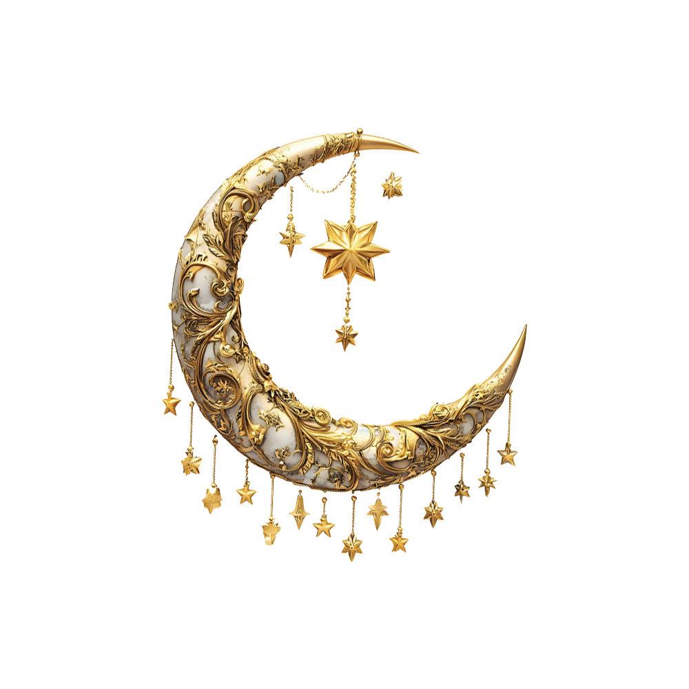 Holiday Golden Crescent Three-Dimensional Effect Wall Sticker Home Decoration Sticker Pvc Self-Adhesive