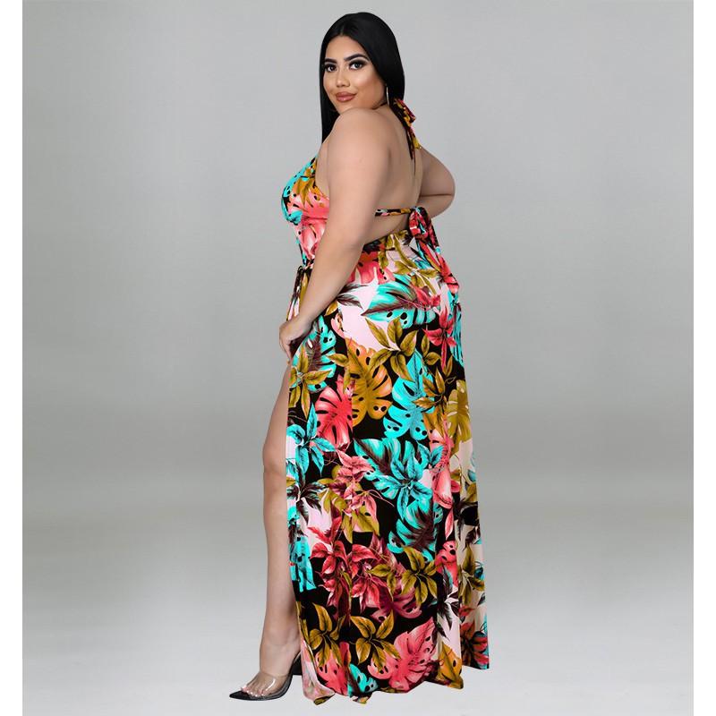 Womens Plus Size Sleeveless Jumpsuit With Chiffon Overlay Floral Print 2025 Casual Set 1XL-5XL