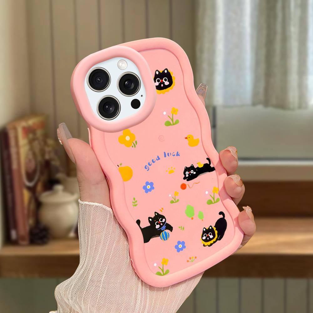 Big Wave Edge Soft Silicone Material Macaron Phone Case Shockproof Protective Rubber Casing for iPhone Samsung Huawei Honor Xiaomi Redmi OnePlus Moto