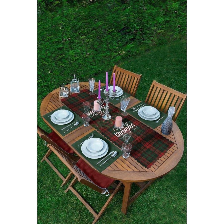 New Year Concept Printed Runner and Placemat Set 5 Pieces / Placemat Table Mat Dining Table Mat Coaster