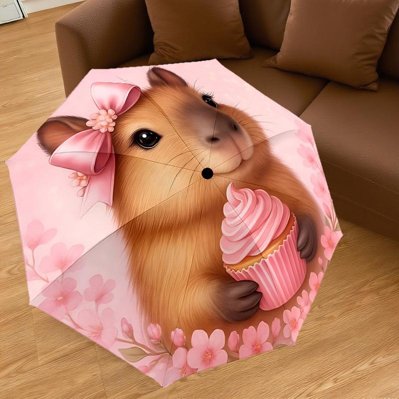 1PC Hamster Cupcake Umbrella-8-Rib Reinforced, Automatic Open, Lightweight & Durable, Cute Fashion Accessory for Outdoor, Beach or Casual Use, Beach U