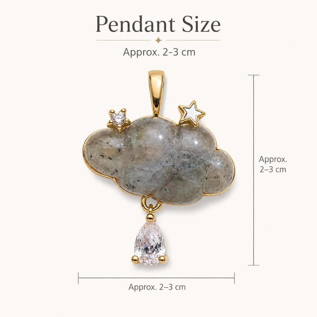 Natural Labradorite Star Cloud Pendant Gold Tone Teardrop Charm for DIY Necklace Jewelry Making
