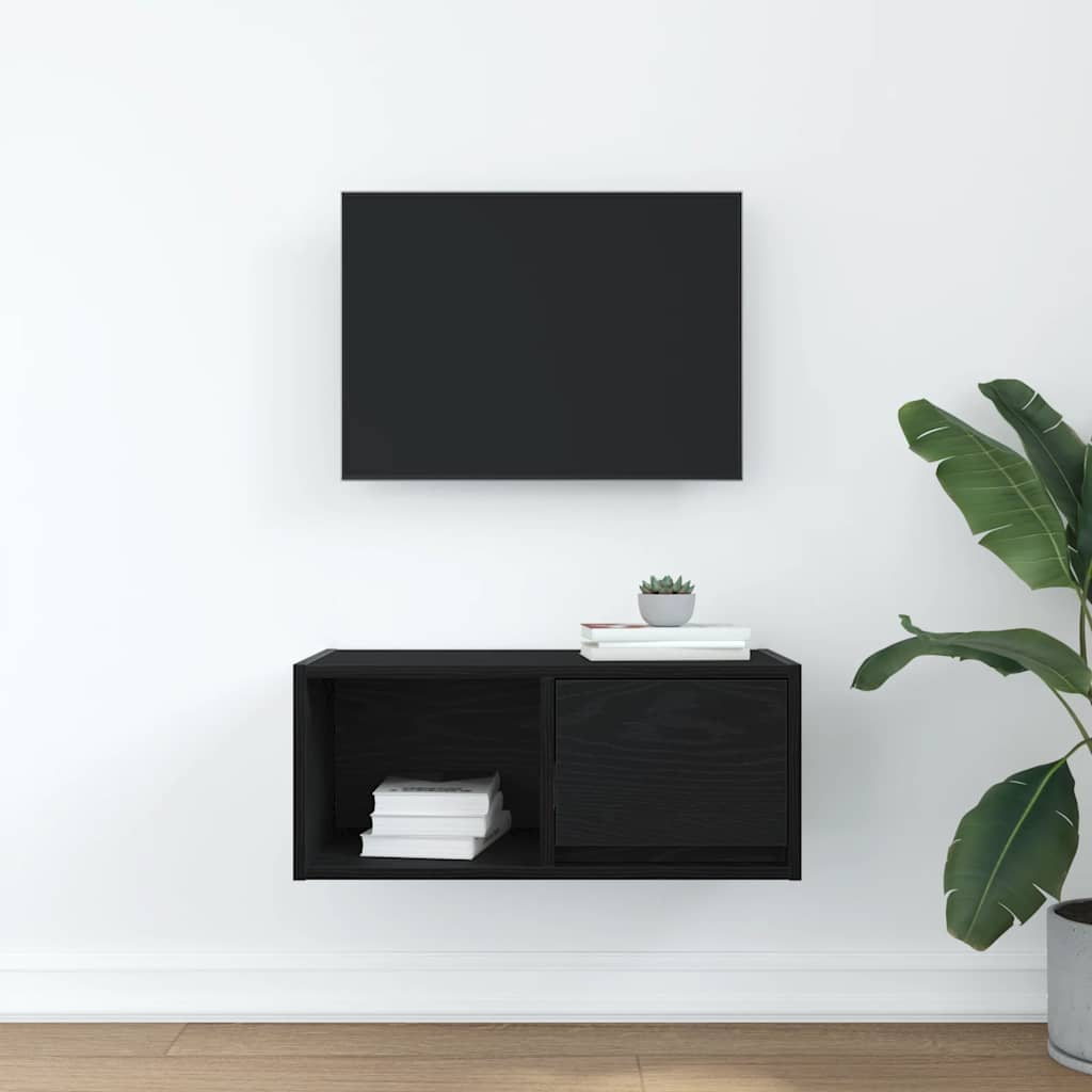 TV Cabinet Black Oak Effect 60x31x25.5 cm Engineered Wood