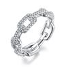 925 Silver Classic Link Chain Shape Simulated Diamond Stackable Ring for Women Crystal Zircon Engagement Rings