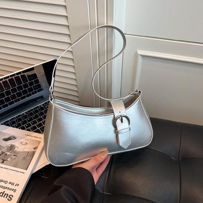 Fashion Portable Underarm Bag Texture Retro Niche Design Bag Women's Spring New Trendy Solid Color Crescent Bag