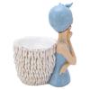 Blaue Mädchenstatue Stifthalter Glattere Linien Exquisite Details Niedliche Form Skulptur Figur Ornament für Geschenk Heimdekoration