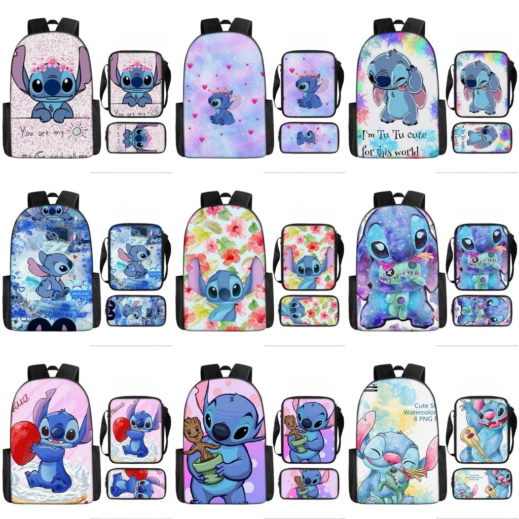 Disney Stitch School Backpack Oxford Cloth Lightweight Breathable Bookbag For Kids