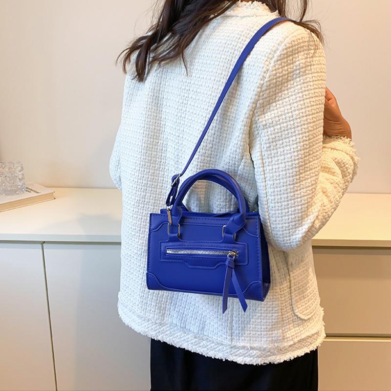 Bolsa de ombro feminina pequena de couro PU vintage com zíper quadrado bolsa crossbody