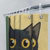 Peeking Black Cat With Big Yellow Eyes Shower Curtain For Bathroom Decoration - Cute Andfunny Design With Complimentary Hook