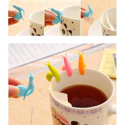 Niedlicher Schneckenform Silikon Teebeutelhalter Tasse Haushalt Küchenzubehör