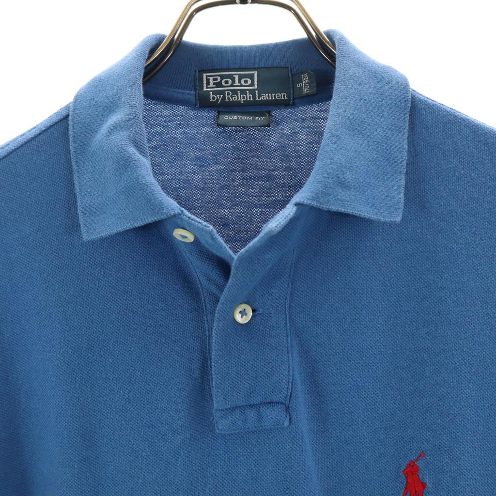 Polo von Ralph Lauren Kurzarm Custom Fit Poloshirt S blau Rehbraun Herren Gebraucht