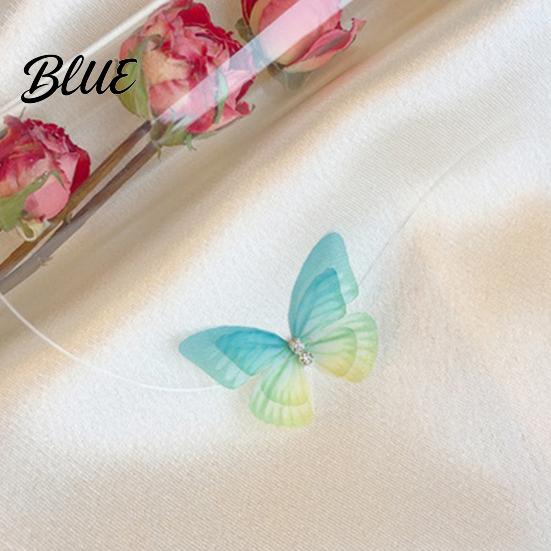 Simulated Butterfly Pendant Choker Necklace Boho Invisible Chain Fairy Trendy