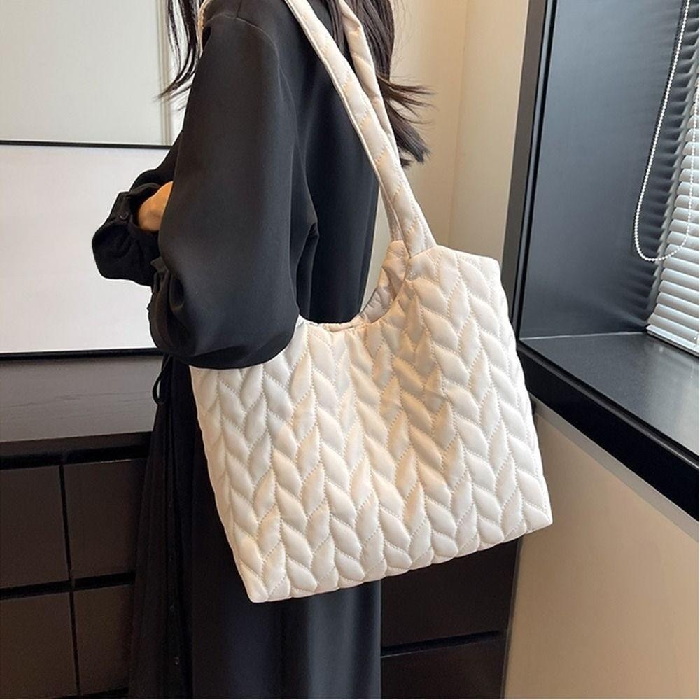 Měkká bavlnou polstrovaná prošívaná taška přes rameno Jednobarevná dámská podpažní taška Přenosné kabelky Víkend