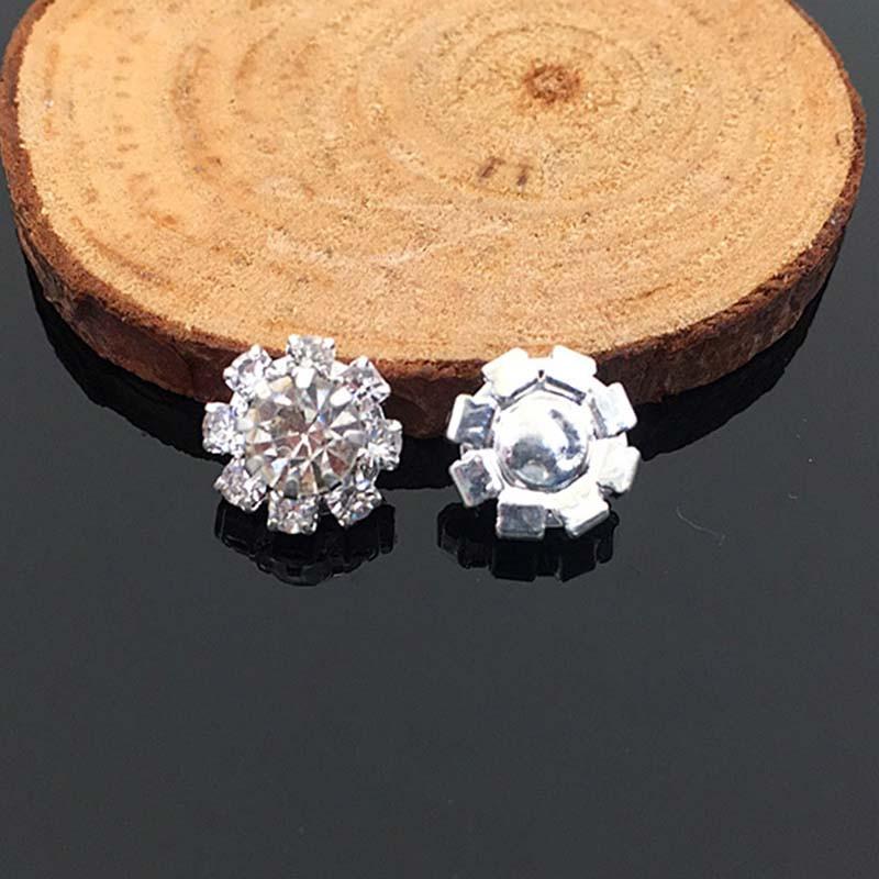 Engood 50Pcs 10mm Round Rhinestone Button Sewing Trim & Embellishments Craft Buckle for Wedding Embellishment Decor DIY Headband