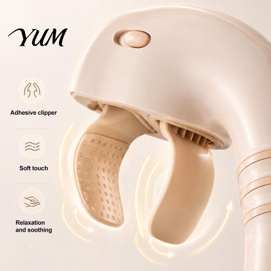 Ergonomic Self Massage Device for Upper Back Neck Shoulder Massager with Long Handle, Cordless Rechargeable Deep Kneading Shiatsu Tension Lightweight