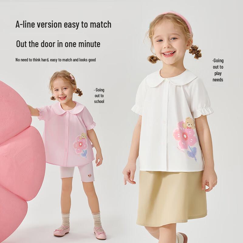 Classic Teddy Girls' Short Sleeve Babydoll Blouse