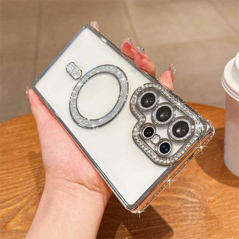 For Samsung A56 A36 A26 A16 A55 A35 A25 A15 A05 Crystal Diamond Clear Case Bling Sparkly Magsafe Magnetic Wireless Charging Case