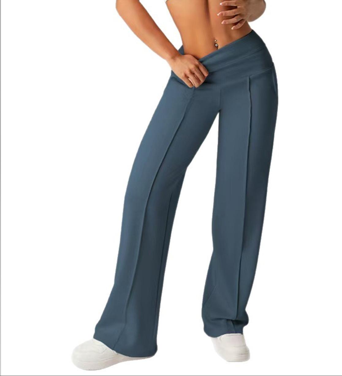 

Women s High-Waisted Wide-Leg Slimming Running Pants Small темно-синього кольору