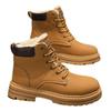 Men's Winter Martin Boots: Warm Velvet-Lined Outdoor Workwear In Retro Desert Yellow, Size 48.