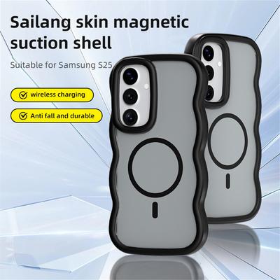 Para Samsung Galaxy A26 5G Capa Magnética TPU + PC Capa Traseira de Telefone Skin Touch Formato de Onda