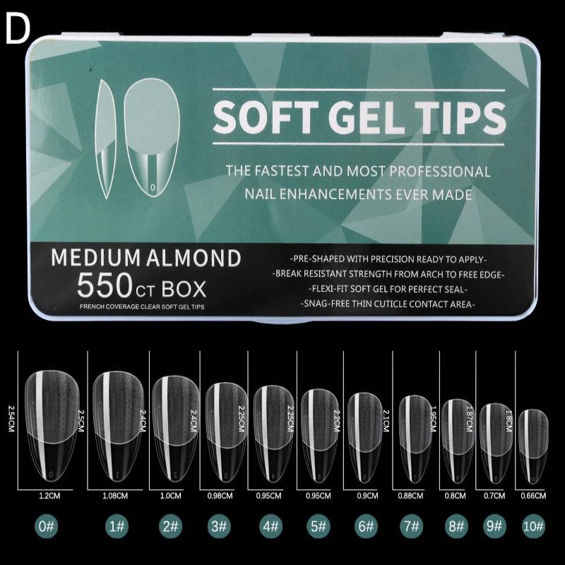 550Pcs Soft Gel Nail Tips Medium Short Almond Coffin Full Cover Matte Extension Tools Acrylic Press On Nail Diy Manicure Decor