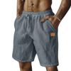 Men's Cotton Linen Shorts Elastic Waist Casual Solid Color Lace-up Running Fitness Sports Fifth Pants