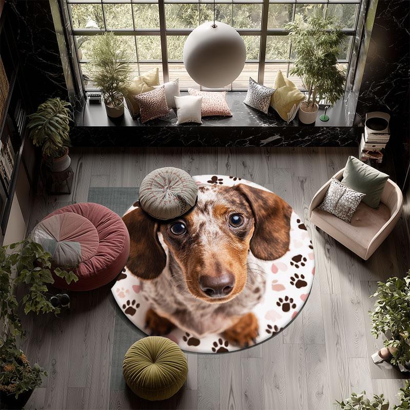 Corgi Pattern Round rug,Carpet Rug for Living Room Bedroom Playroom ,Non-slip Floor Mat,Holiday Gifts and Birthday Gifts.
