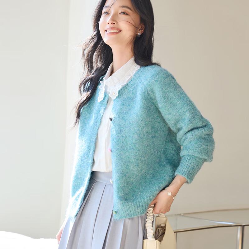 VICTORIA&VERA Women's Round Neck Knit Cardigan