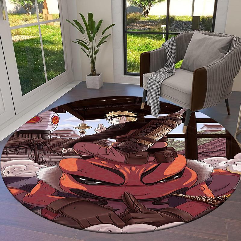 Naruto Fire Sage Mode Round Area Rug Carpet Rug For Living Room Bedroom Sofa Playroom Decor Nonslip Floor Mat