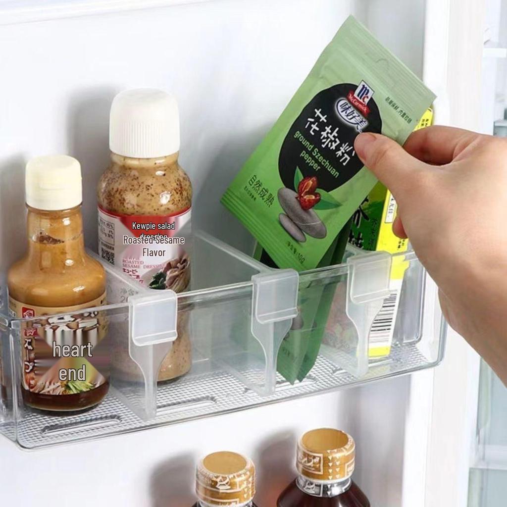 Multifunctional Clip-On Refrigerator Shelf Divider with Separated Compartments