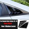 For Honda Civic Sedan 10th Gen 2016-2020 Car Sticker Rear Side Window Louvers Air Vent Scoop Shades Cover Trim Blinds Carbon