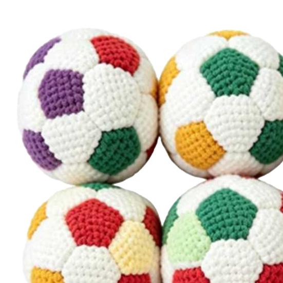 6Pcs Knitted Footbag Sack, Handmade Crochet Juggling Balls for Beginners, Soft Yarn Sandbags for Outdoor Play, Colorful Gift for Teens Adults