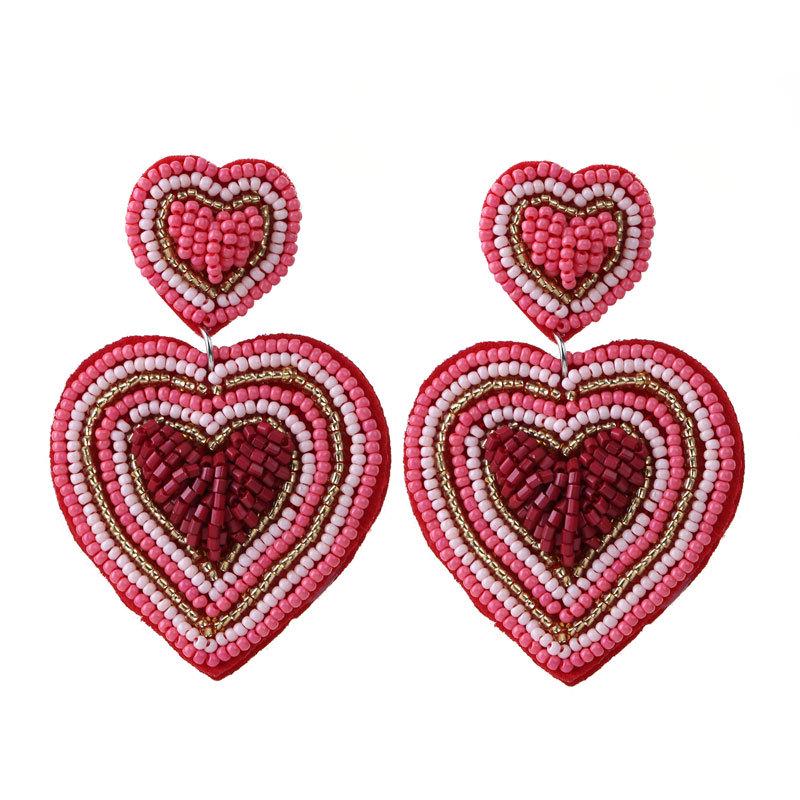 Handmade Beaded Romantic Love Earrings - European & American Style for Ladies