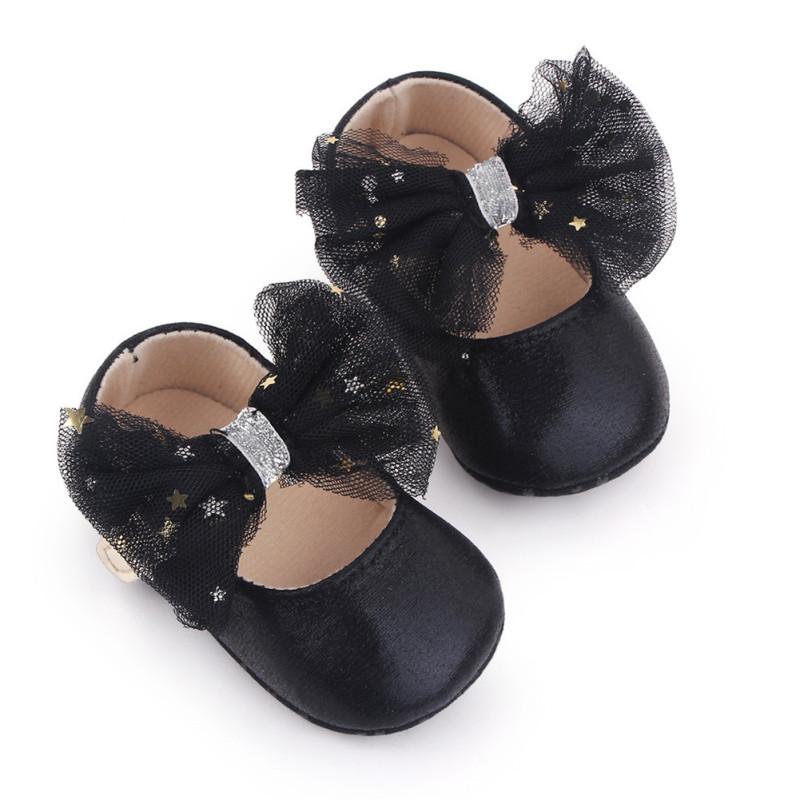 1 Pair Baby  Prewalker  Shoes Artificial Pu Mesh Bowknot Soft-soled Non-slip Toddler Shoes For 0-18