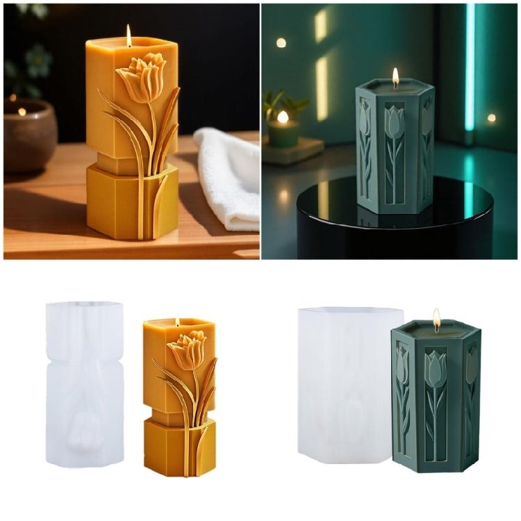 Embossed Flower Cylinder Silicone Molds for Making Candle Soap Gypsum Silicone Molds for Epoxy Resin Home Decoration