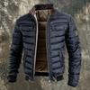 Men's Vintage Quilted Leather Jacket Color Zip-Up Winter Outdoor Coat with Patchwork Design